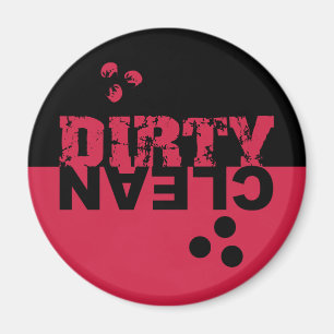 Vuile/schone Vaatwasser Magnet Zwart en Rood