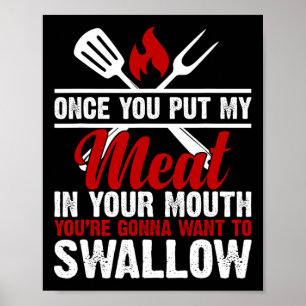 Vuile volwassen vlees in je mond Grappig vlees BBQ Poster