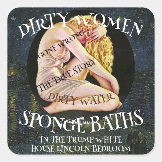VUILE VROUWEN WATER SPONS BADEN GING FOUT VIERKANTE STICKER (Voorkant)