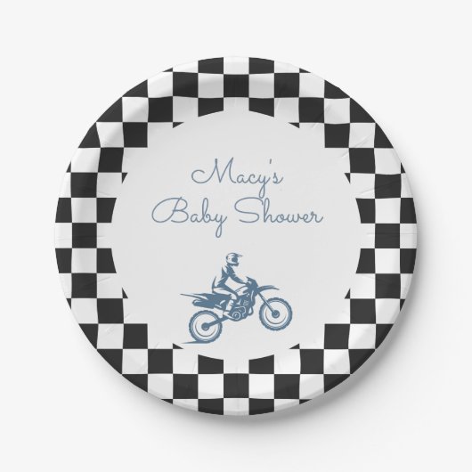 Vuilige Motor Baby Shower Papieren Bordje (Voorkant)