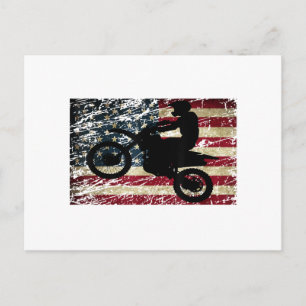 Vuilnis Bike USA Vlag T-Shirt Motocross Amerikaans Feestdagenkaart