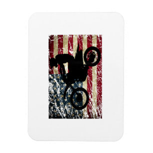 Vuilnis Bike USA Vlag T-Shirt Motocross Amerikaans Magneet