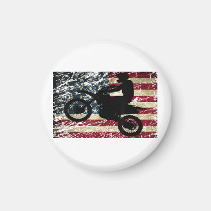 Vuilnis Bike USA Vlag T-Shirt Motocross Amerikaans Magneet