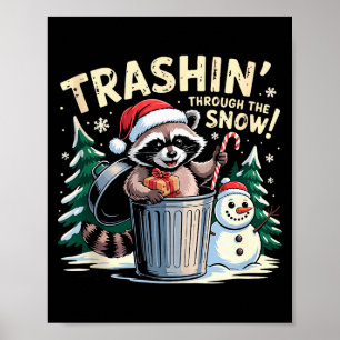 Vuilnis door de Sneeuw Kerst Moppertje Wasbeer H Poster