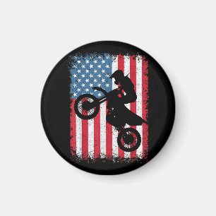 Vuilnis Fiets Amerikaanse Vlag Motocross Biker Man Magneet