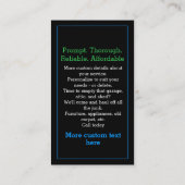 Vuilnis het Vervoeren Troep Verwijdering Schattige Visitekaartje (Achterkant)