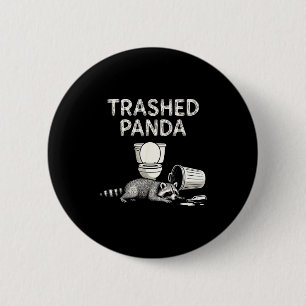 Vuilnis Panda Dronken Wasbeer Grappige Wasbeer Die Ronde Button 5,7 Cm
