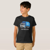 Vuilnis/Recyclen Vrachtwagen met Kinder Naam T-shirt (Voorkant volledig)