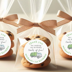 Vuilnis Vuilniswagen 1e Verjaardag Bedankt Ronde Sticker