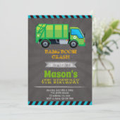 Vuilnisauto feest uitnodiging (Staand voorkant)