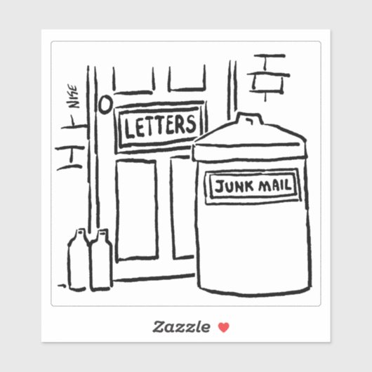 Vuilnisbak klaar voor rommelmail Cartoon. Sticker (Vel)