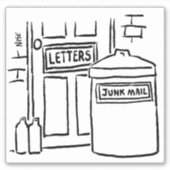 Vuilnisbak klaar voor rommelmail Cartoon. Sticker (Voorkant)