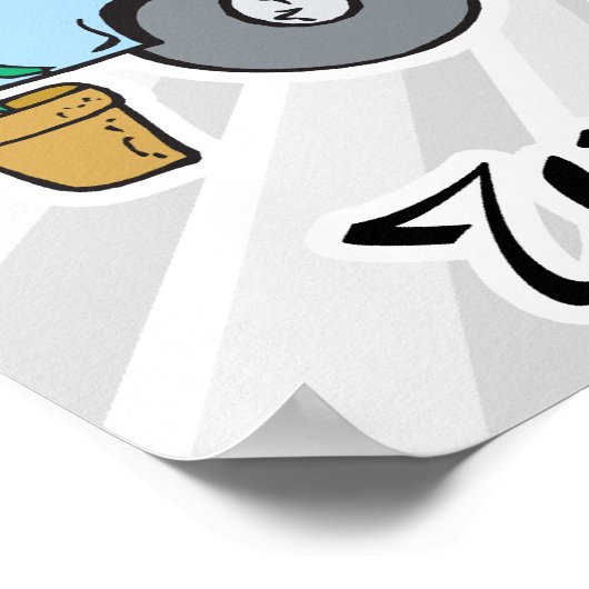 vuilnisbak met klasse poster (Hoek)