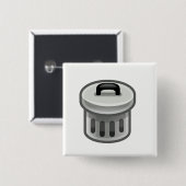 vuilnisbak vierkante button 5,1 cm (Voorkant /achterkant)
