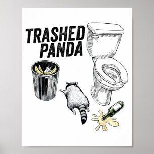 Vuilnisbeer, Grappige Dronken Wasbeer, Afvalbeer H Poster