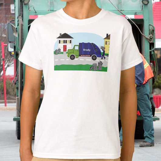 Vuilnisdag is de beste dag!" Naam vuilniswagen T-shirt