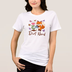 Vuilnisnerd, Cute Vos Met Planten Tri-Blend Shirt