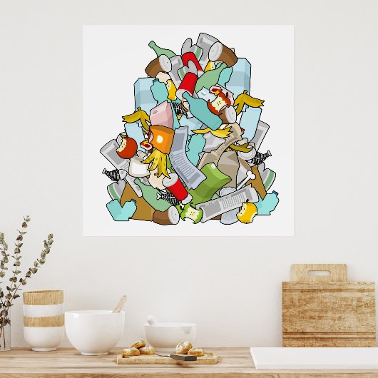 vuilnisstapel poster (Keuken)