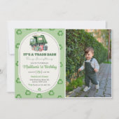 Vuilniswagen 1e verjaardag partij foto kaart (Voorkant)