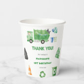 Vuilniswagen 1e verjaardag partij papier kopjes papieren bekers (Achterkant)