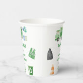 Vuilniswagen 1e verjaardag partij papier kopjes papieren bekers (Rechts)