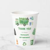 Vuilniswagen 1e verjaardag partij papier kopjes papieren bekers (Voorkant)