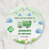 Vuilniswagen 1e verjaardagsfeest bedankjes labels (Voorkant)