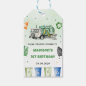 Vuilniswagen 1e verjaardagsfeest cadeaulabel (Achterkant)