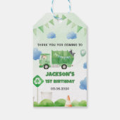 Vuilniswagen 1e verjaardagsfeest cadeaulabel (Achterkant)