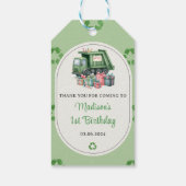 Vuilniswagen 1e verjaardagsfeest cadeaulabel (Achterkant)