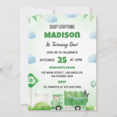 Vuilniswagen 1e verjaardagsfeest kaart (Voorkant)