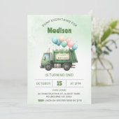 Vuilniswagen 1e verjaardagsfeest kaart (Staand voorkant)