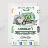 Vuilniswagen 1e verjaardagsfeest kaart (Voorkant)