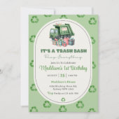 Vuilniswagen 1e verjaardagsfeest kaart (Voorkant)