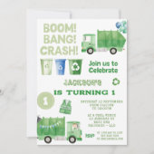 Vuilniswagen 1e verjaardagsfeest kaart (Voorkant)