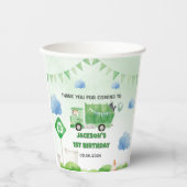 Vuilniswagen 1e verjaardagsfeest papieren bekers (Voorkant)