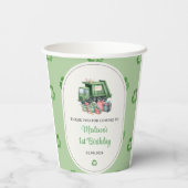 Vuilniswagen 1e verjaardagsfeest papieren bekers (Achterkant)