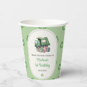 Vuilniswagen 1e verjaardagsfeest papieren bekers (Voorkant)