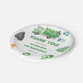 Vuilniswagen 1e verjaardagsfeest papieren bordje (Gekanteld)