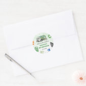 Vuilniswagen 1e verjaardagsfeest ronde sticker (Envelop)