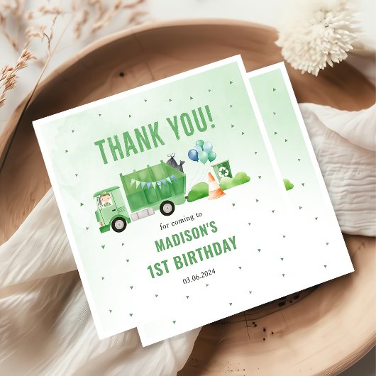 Vuilniswagen 1e verjaardagsfeest servet