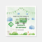 Vuilniswagen 1e verjaardagsfeest servet (Voorkant)