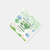 Vuilniswagen 1e verjaardagsfeest servet (Hoek)