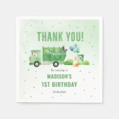 Vuilniswagen 1e verjaardagsfeest servet (Voorkant)