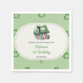 Vuilniswagen 1e verjaardagsfeest servet (Voorkant)