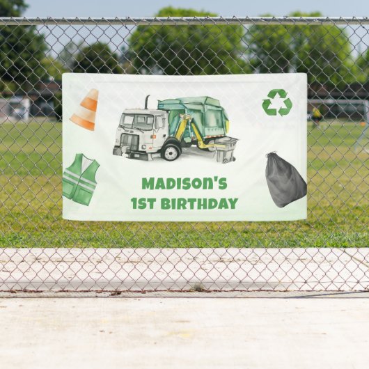 Vuilniswagen 1e verjaardagsfeest spandoek (Insitu)