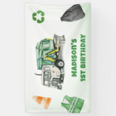 Vuilniswagen 1e verjaardagsfeest spandoek (Verticaal)