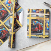 Vuilniswagen Backhoe Jongens Naam Verjaardagsballo Cadeaupapier