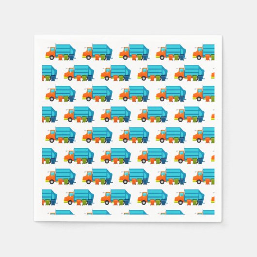 Vuilniswagen en vuilnisbak Kinder partij Servet (Voorkant)