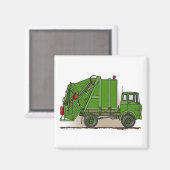 Vuilniswagen Groene vierkante magneet (Voorkant / Achterkant)